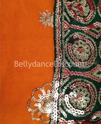 Sari de danse Bollywood brillant orange - Delhi