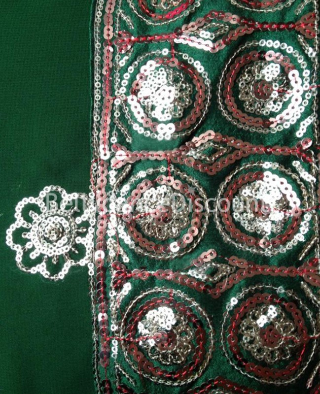 Sari verde oscuro brillante para danza Bollywood - Delhi