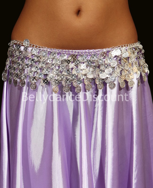 Oriental dance silver belt with sequins