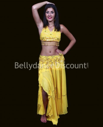Yellow Bellydance slit skirt