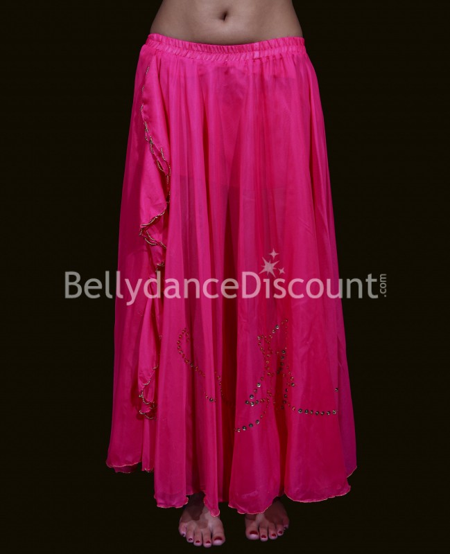Rock für Bauchtanz in Fuchsia mit Schlitz