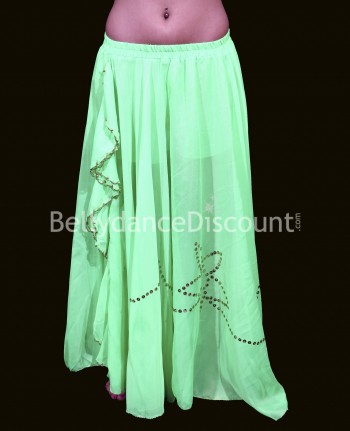 Light green Bellydance slit skirt
