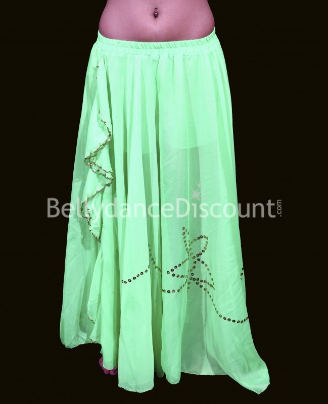 Jupe de danse orientale verte fendue