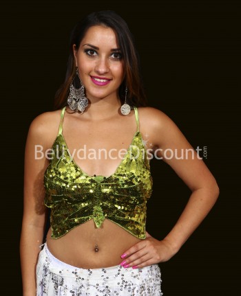 Top de danse orientale "papillon" vert