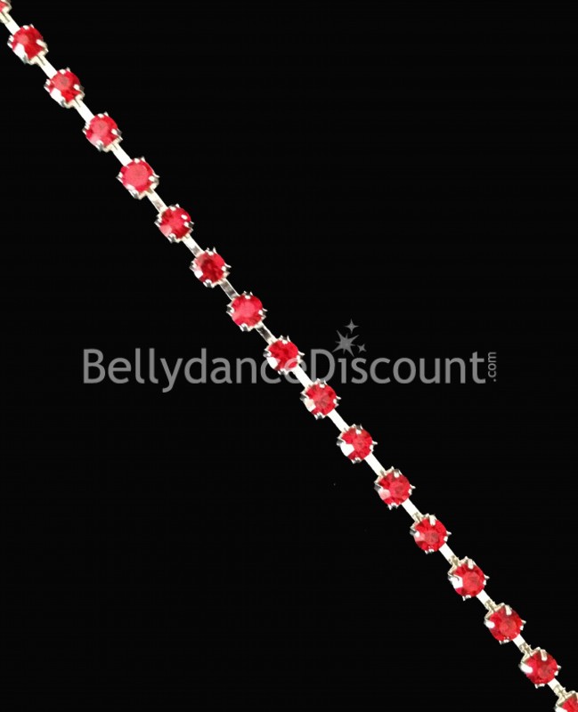 Strass Kette 1 Meter in rot