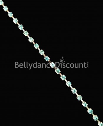 Strass Kette 1 Meter in hellblau