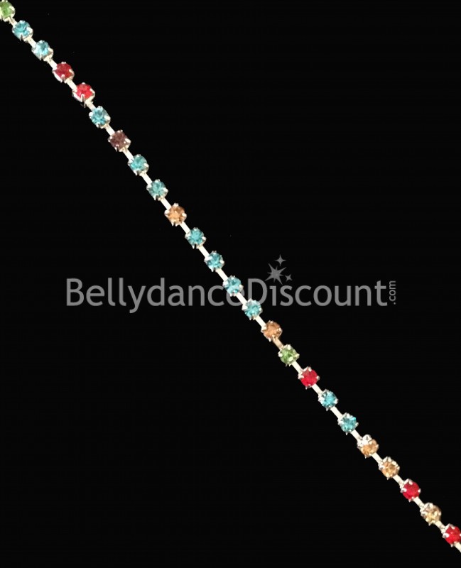 Strass chain 1 meter multicolor