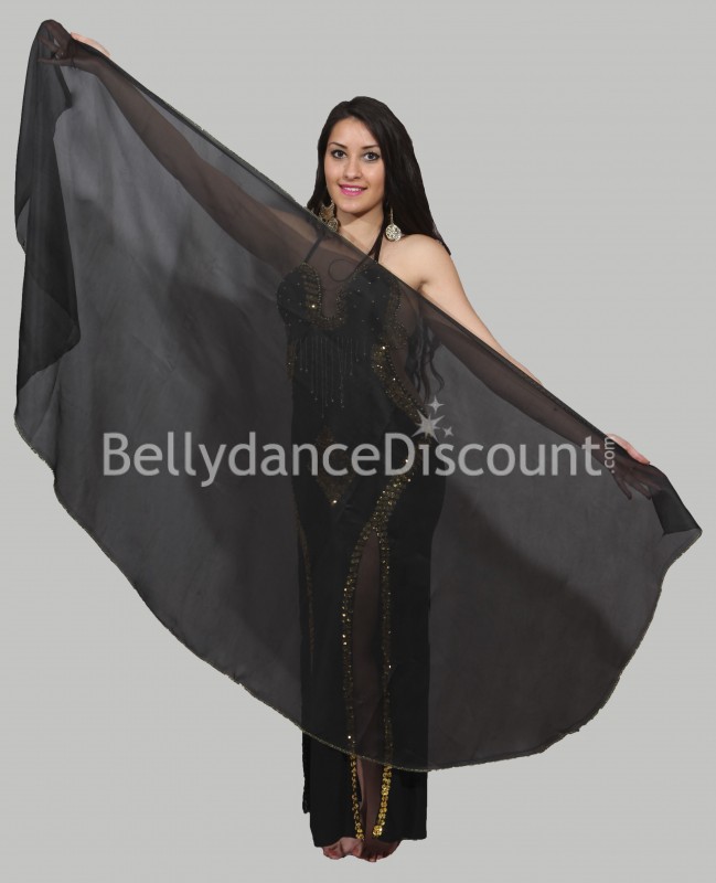 Rounded belly dance veil black