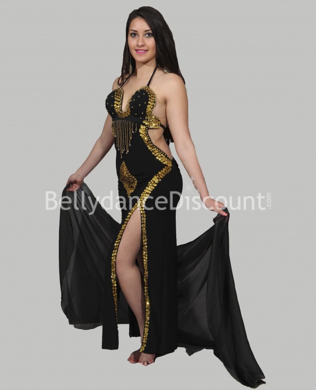 Rounded belly dance veil black