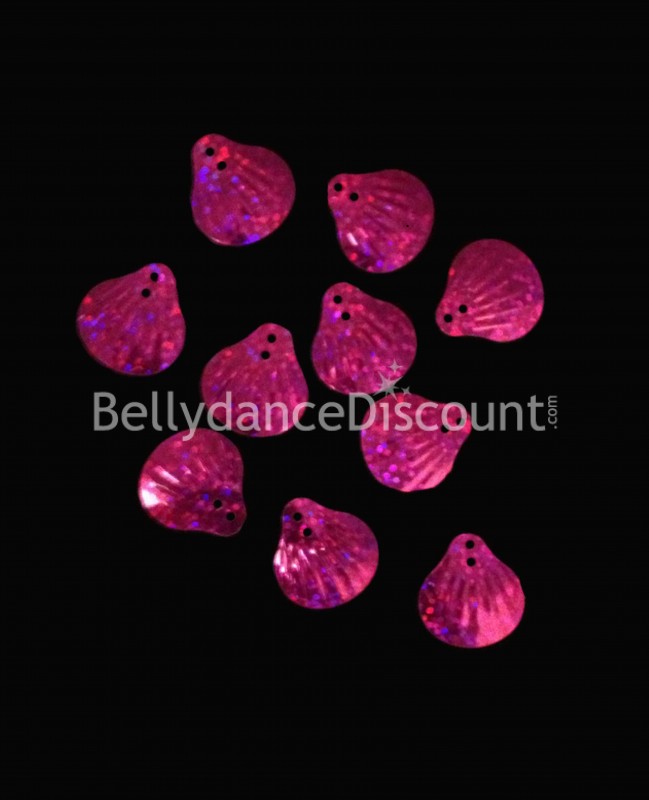 Lot de 100 pastilles à coudre fuchsia forme coquillage Lot de 100 pastilles à coudre fuchsia forme coquillage