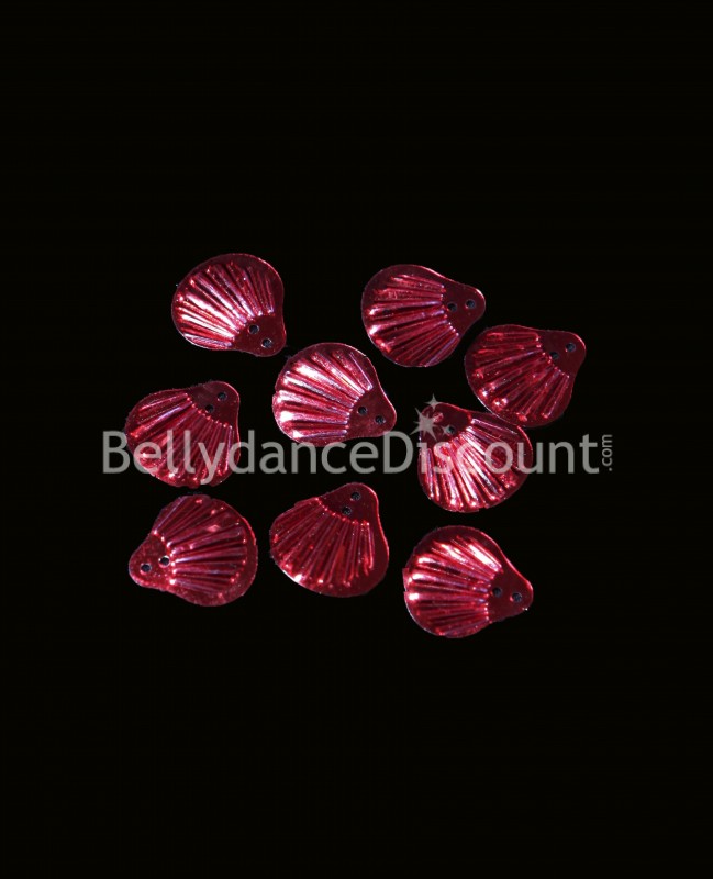 100 escamas rojas para coser - Forma de concha