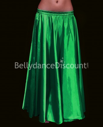 Falda para danza del vientre en satín verde