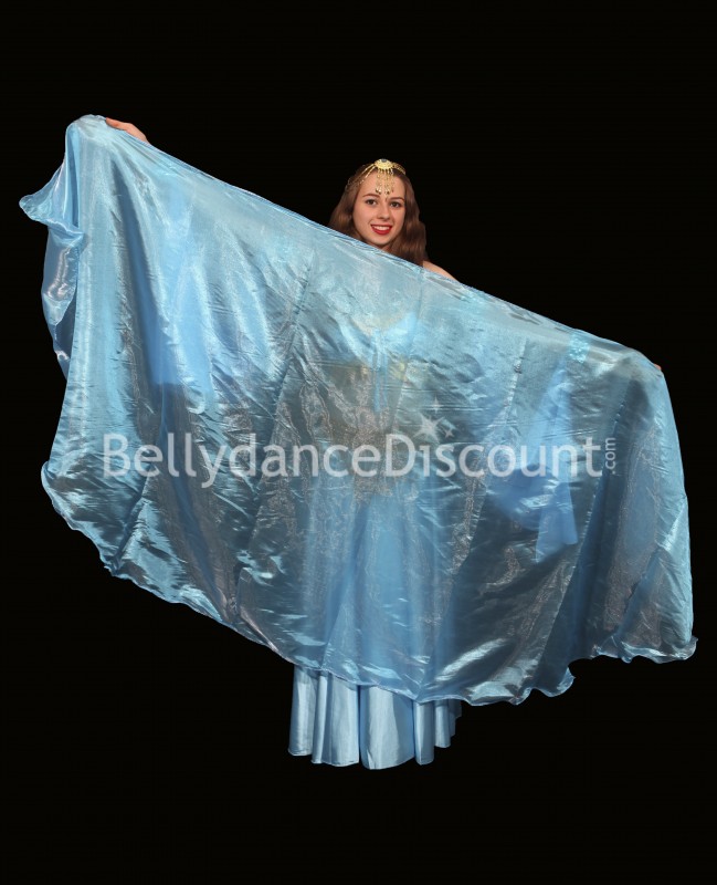 Velo tondo di danza del ventre in organza azzurro