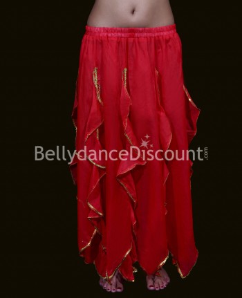 Long foulard de danse orientale velours rouge sequins or - 17,90 €