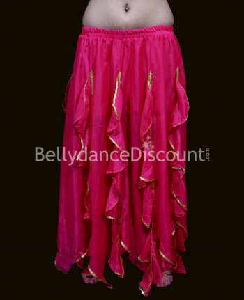 Gonna di danza del ventre fucsia con volant