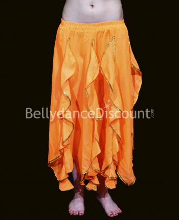 Jupe de danse orientale orange à volants