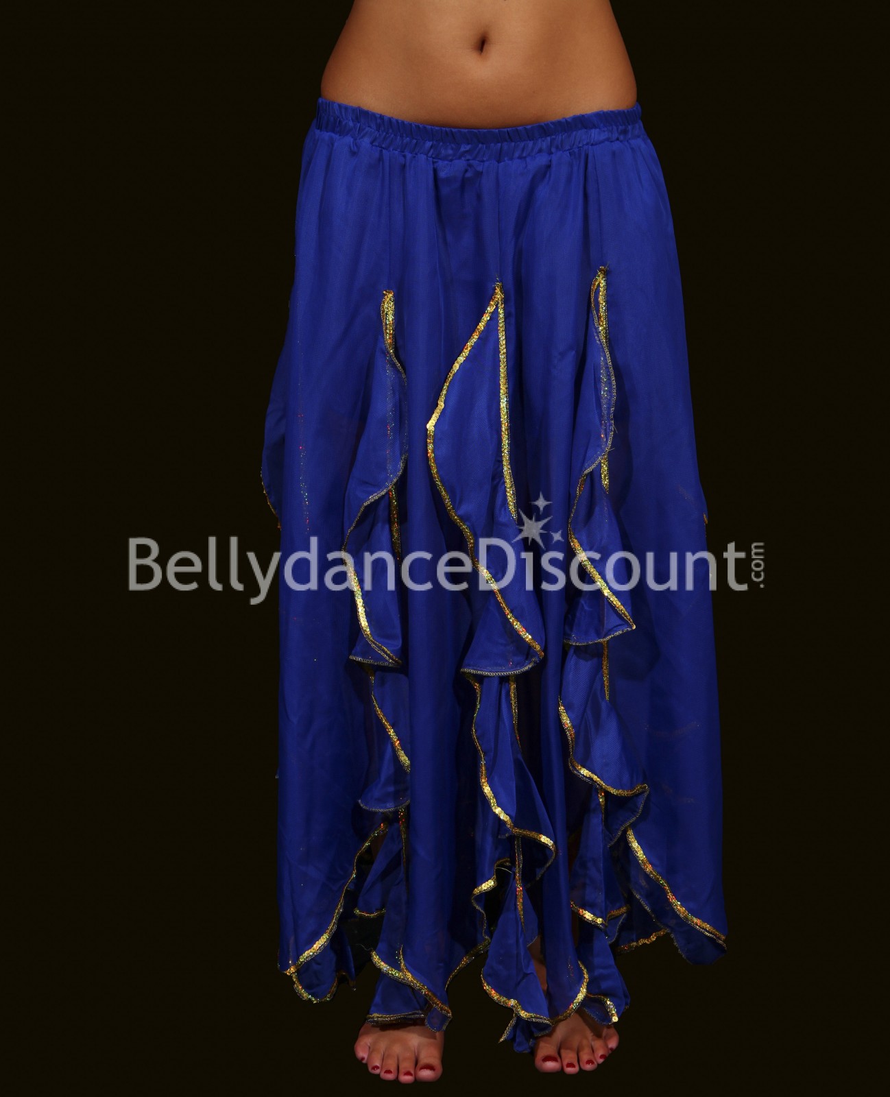 Falda azul oscura de volantes para danza del vientre Falda azul oscura de volantes para danza del vientre