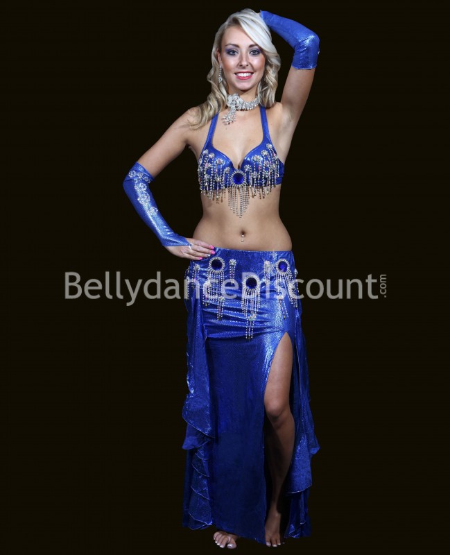 Costume de danse orientale brillant bleu nuit