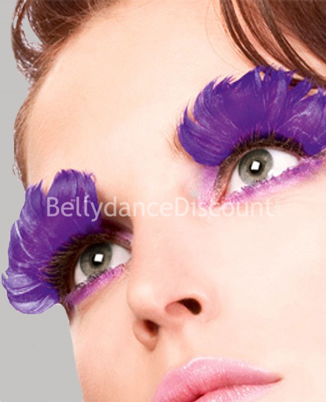 Paire de faux-cils plumes violet