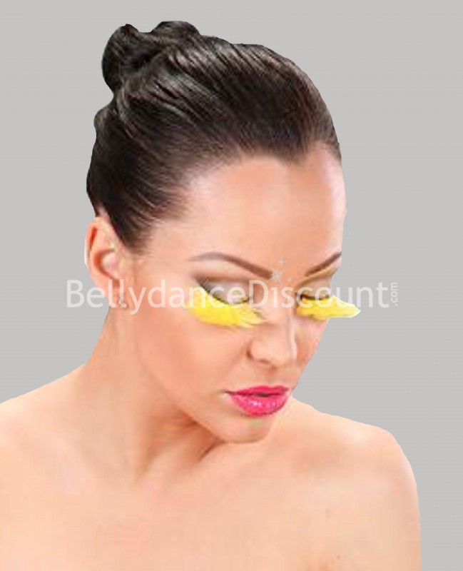 Pair of false feather eyelashes yellow