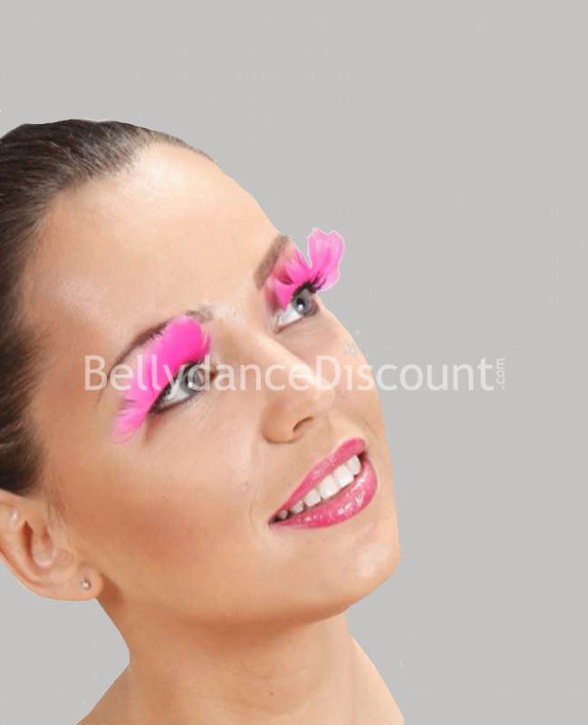 Paio di ciglia finte piume fucsia