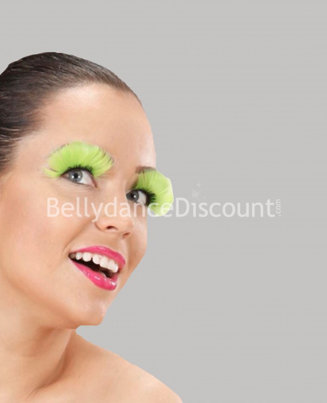 Pair of false feather eyelashes light green