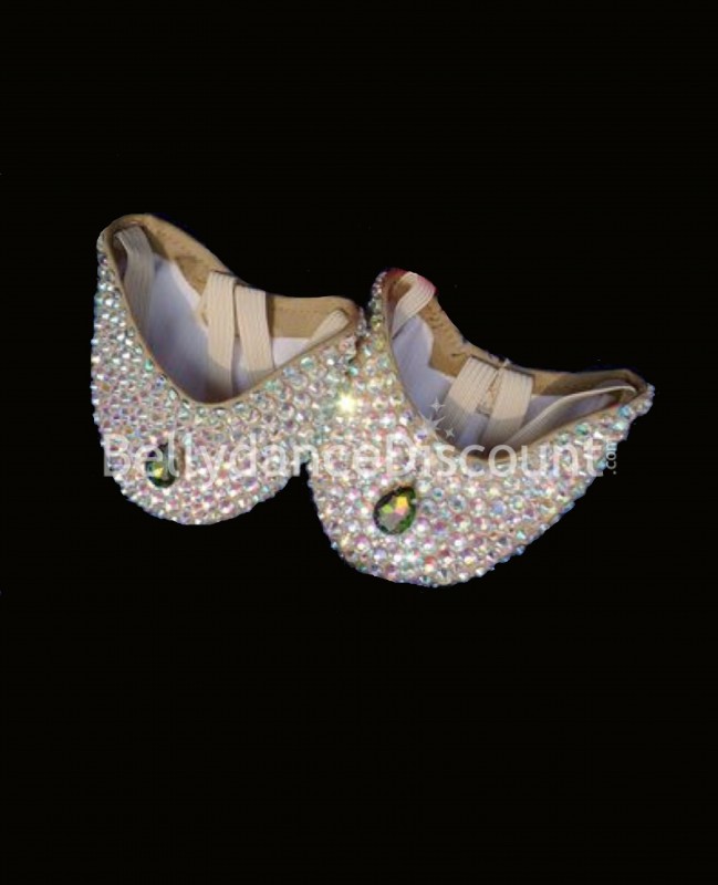 Demi-pointe dance shoes skin color 100% strass