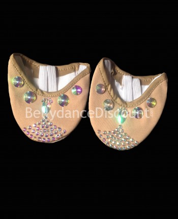 Demi-pointe dance shoes skin color mixed strass