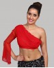 Top di danza del ventre 1 manica con strass rosso