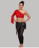 Top di danza del ventre 1 manica con strass rosso