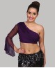 Top für den orientalischen Tanz mit einem Ärmel und Strass in violett