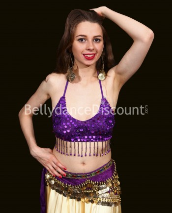 Top für den orientalischen Tanz mit Perlen in Violett