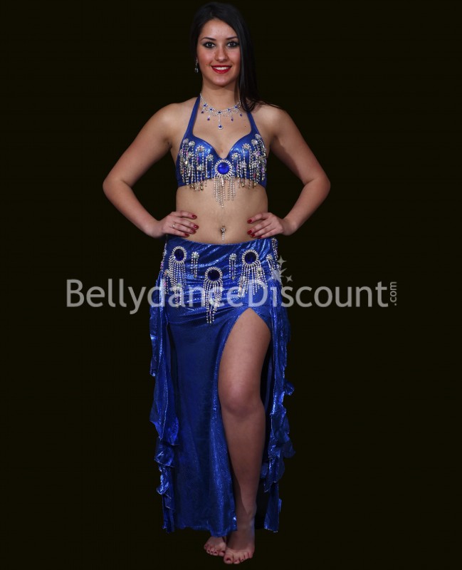 Costume de danse orientale brillant bleu nuit