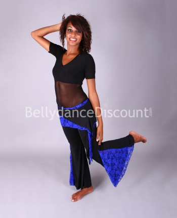 Pantalon noir dentelle bleu...