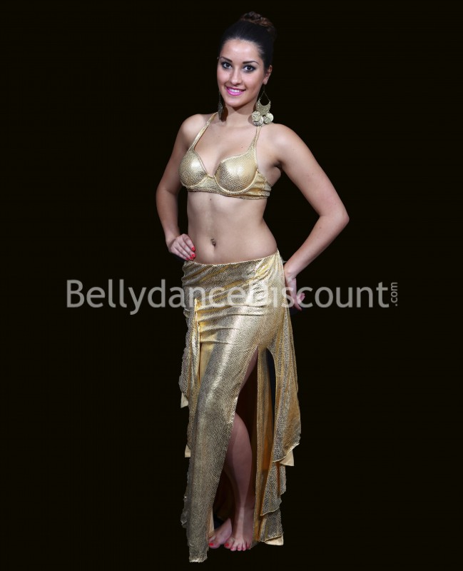 Costume di danza del ventre nudo dorato Costume di danza del ventre nudo dorato