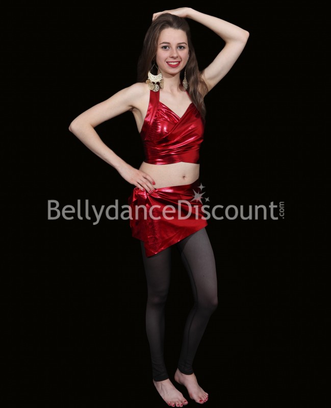 Set di danza top + cintura brillante rosso