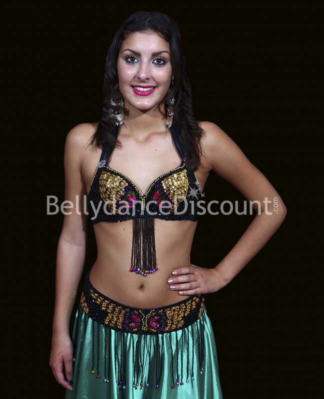 Set reggiseno + cintura di danza del ventre nero e oro