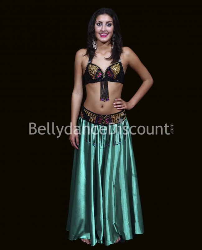 Set soutien-gorge + ceinture de danse orientale noir et or