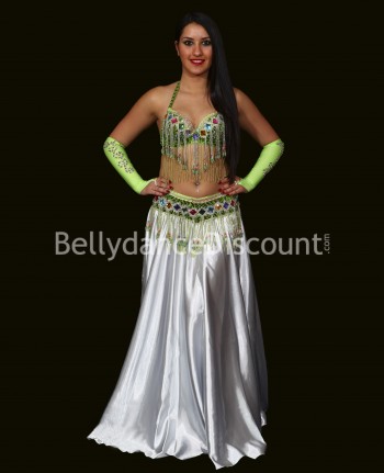 Silver belly dance satin skirt