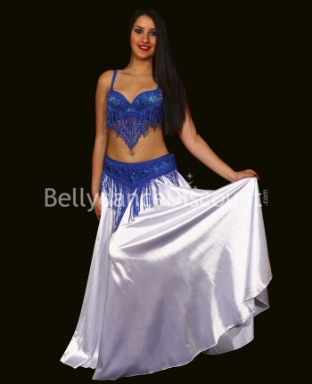 White belly dance satin skirt