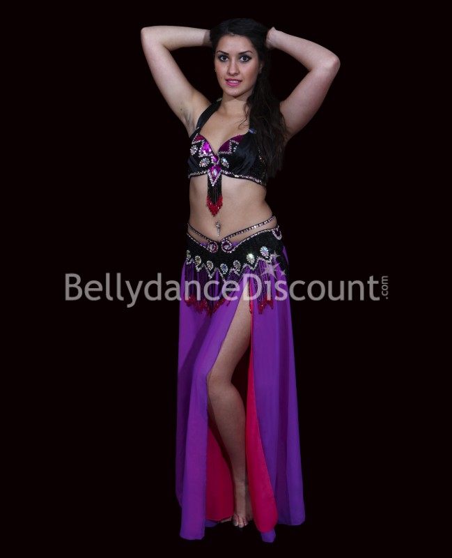  Falda forrada violeta para danza del vientre