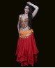 Red belly dance skirt with lining