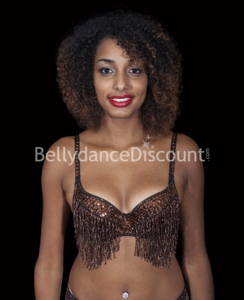 Brown beaded Bellydance bra