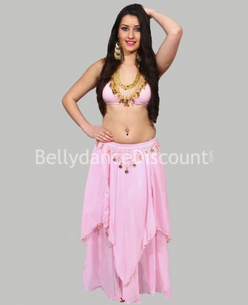 Light pink belly dance skirt with lining