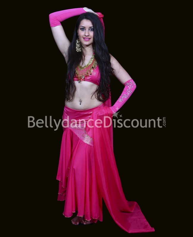 Top de danse orientale brillant rose fuchsia