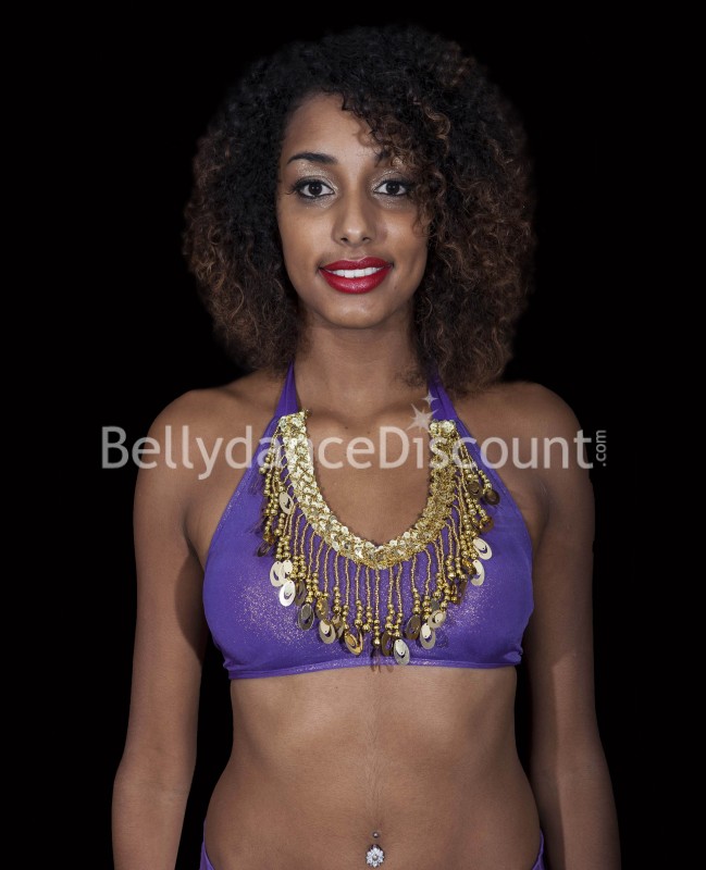 Top für den Bauchtanz glänzend in Violett