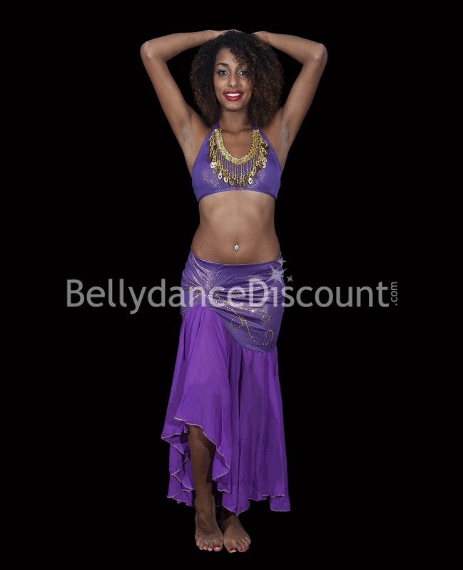 Top di danza del ventre brillante viola