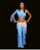 Top di danza del ventre 1 manica con strass azzurro