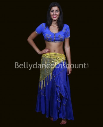 Top court de danse orientale et Bollywood bleu nuit