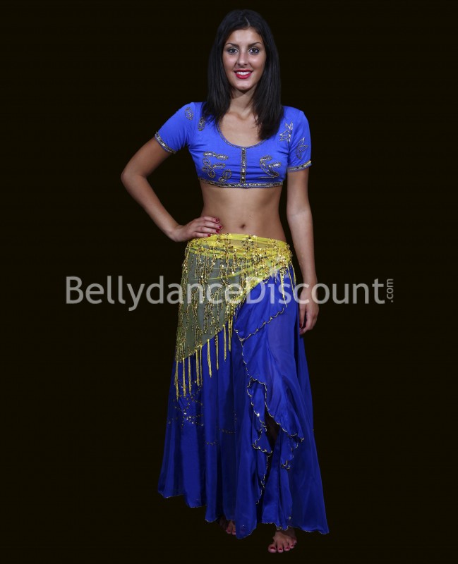 Short oriental dance and Bollywood top dark blue